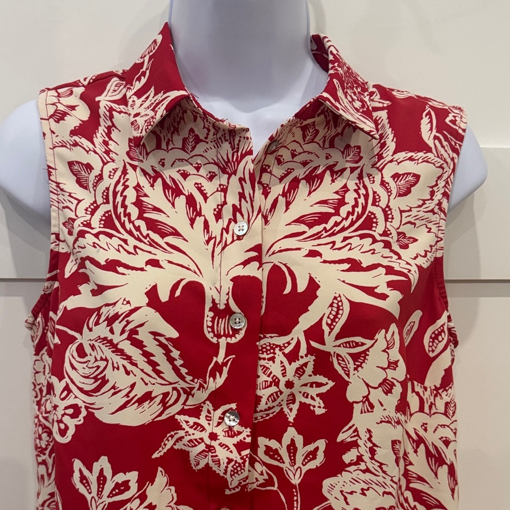Cleo Red and Cream Floral Blouse - Picture 3 of 6